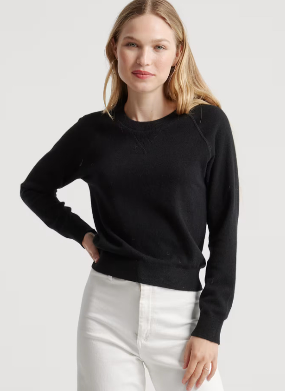 Quince Mongolian Shrunken Cashmere Sweatshirt Crewneck Size M Long Sleeve Preppy